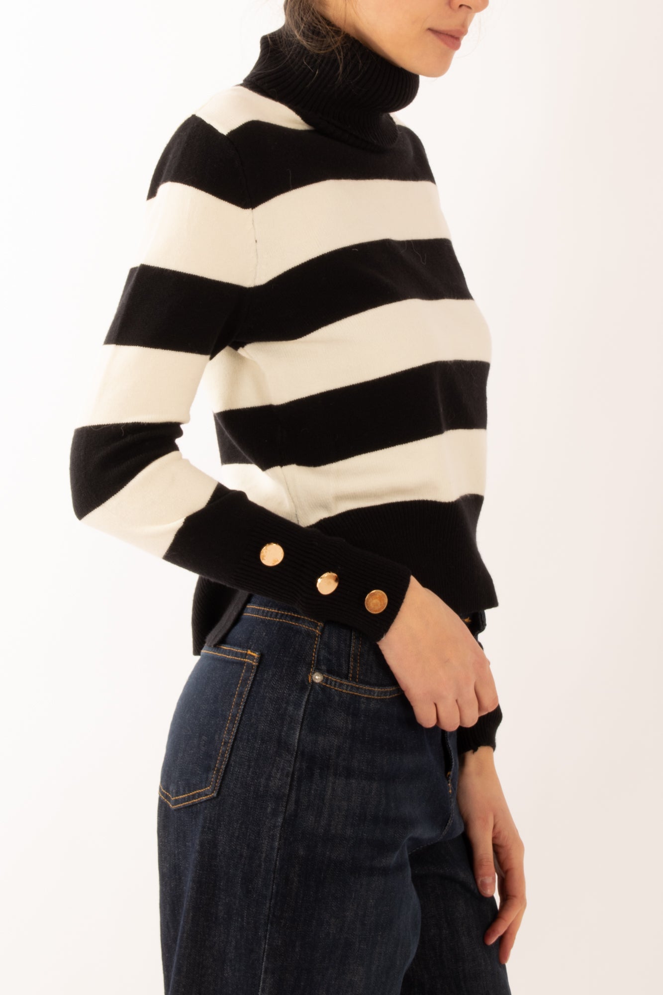 Maglione rigato Miamata - Nero