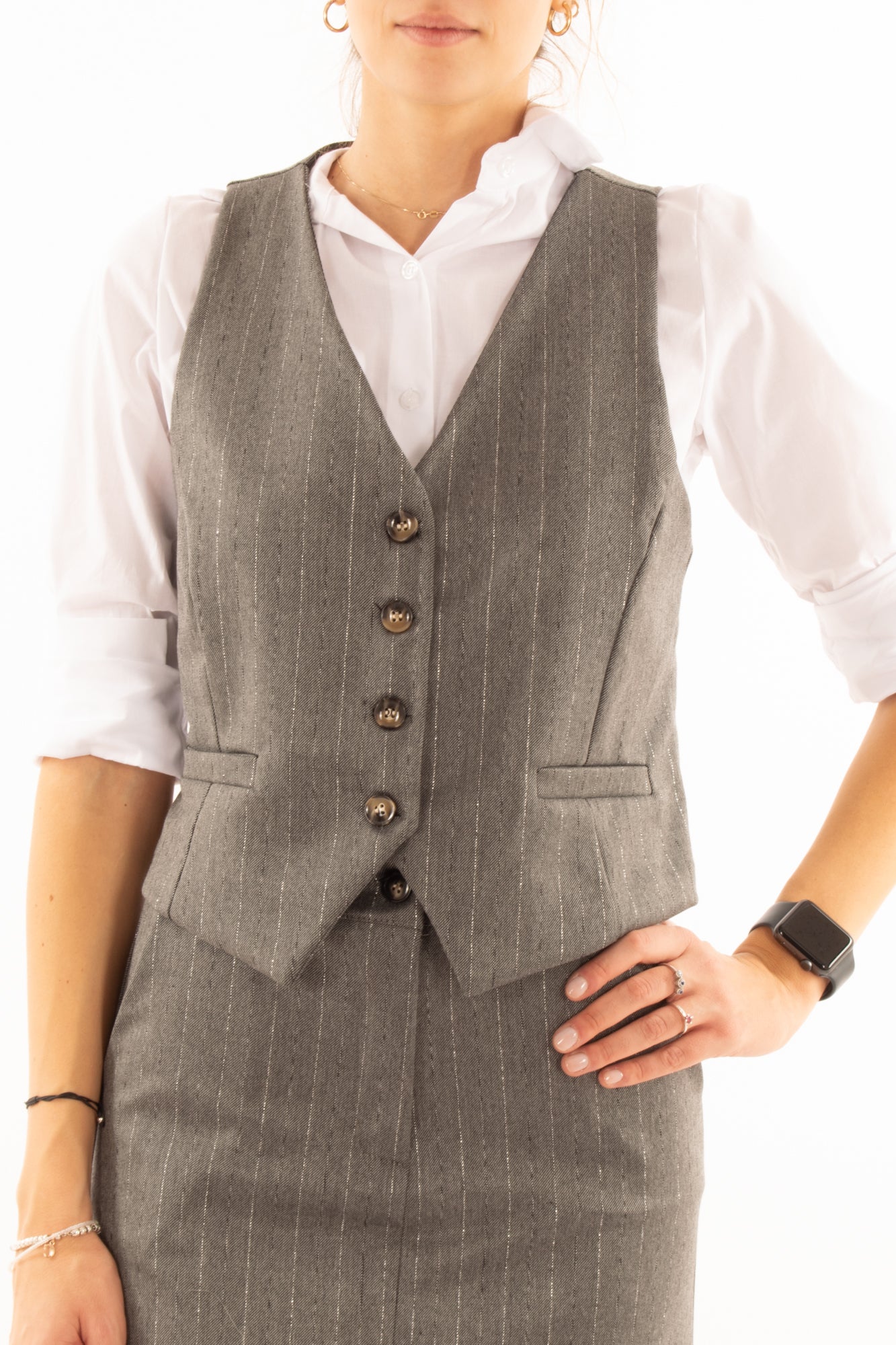 Gilet con filo di lurex Miamata Grigio