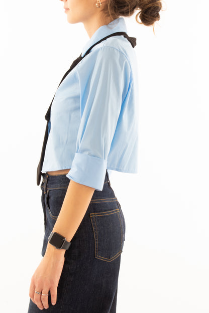 Camicia corta con cravatta Miamata - Celeste