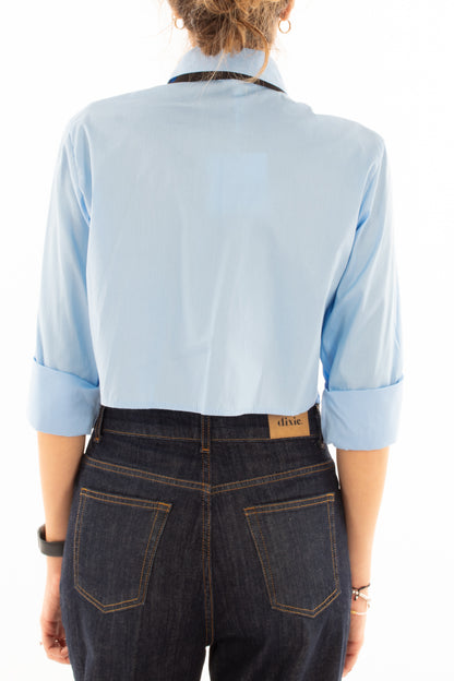 Camicia corta con cravatta Miamata - Celeste