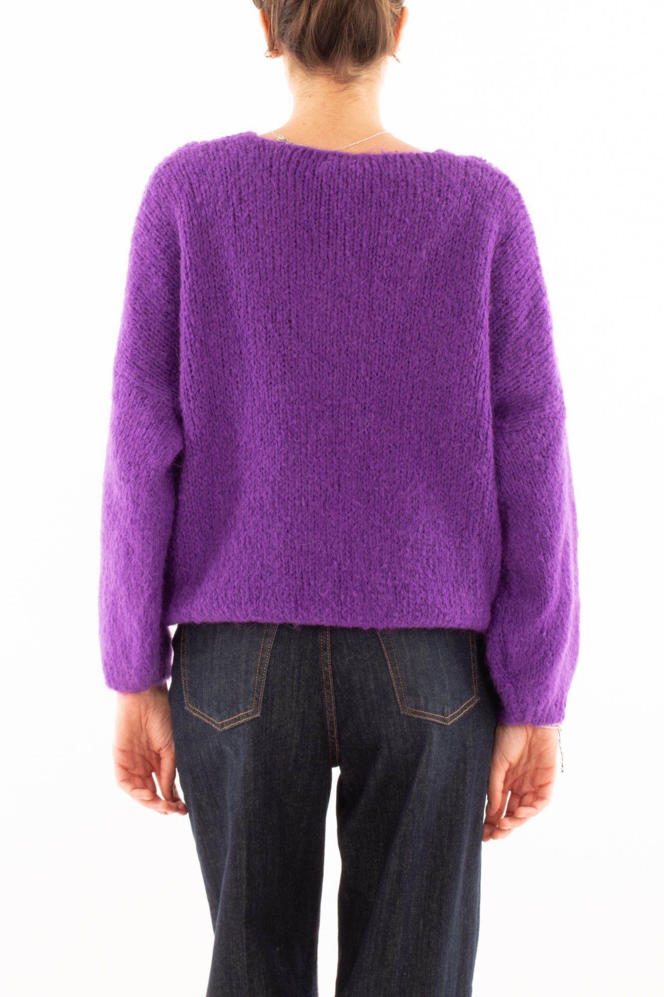 Maglione a v misto mohair Miamata - Viola