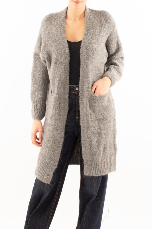 Crdigan lungo misto mohair Miamata - Grigio