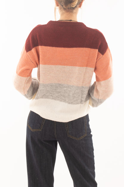 Maglione rigato da Donna Miamata - Rosa