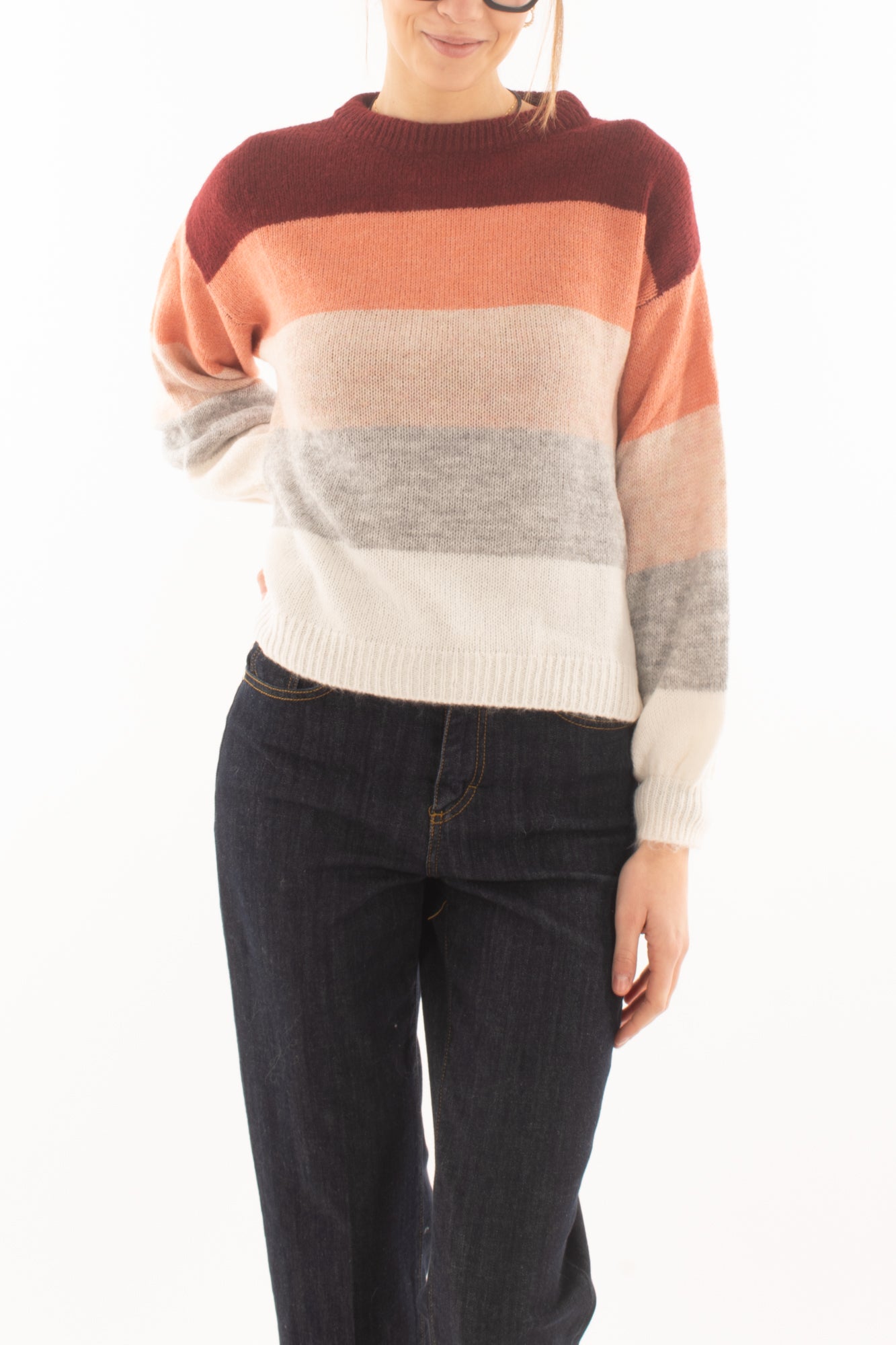 Maglione rigato da Donna Miamata - Rosa