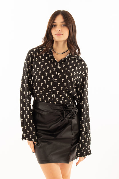 Camicia snoopy in viscosa Miamata - Nero