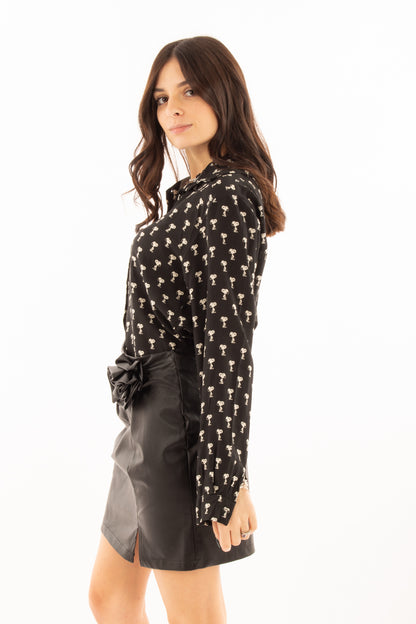 Camicia snoopy in viscosa Miamata - Nero