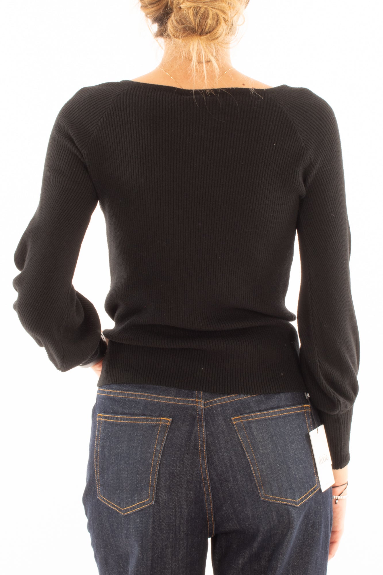 Maglia a costine a v Miamata - Nero