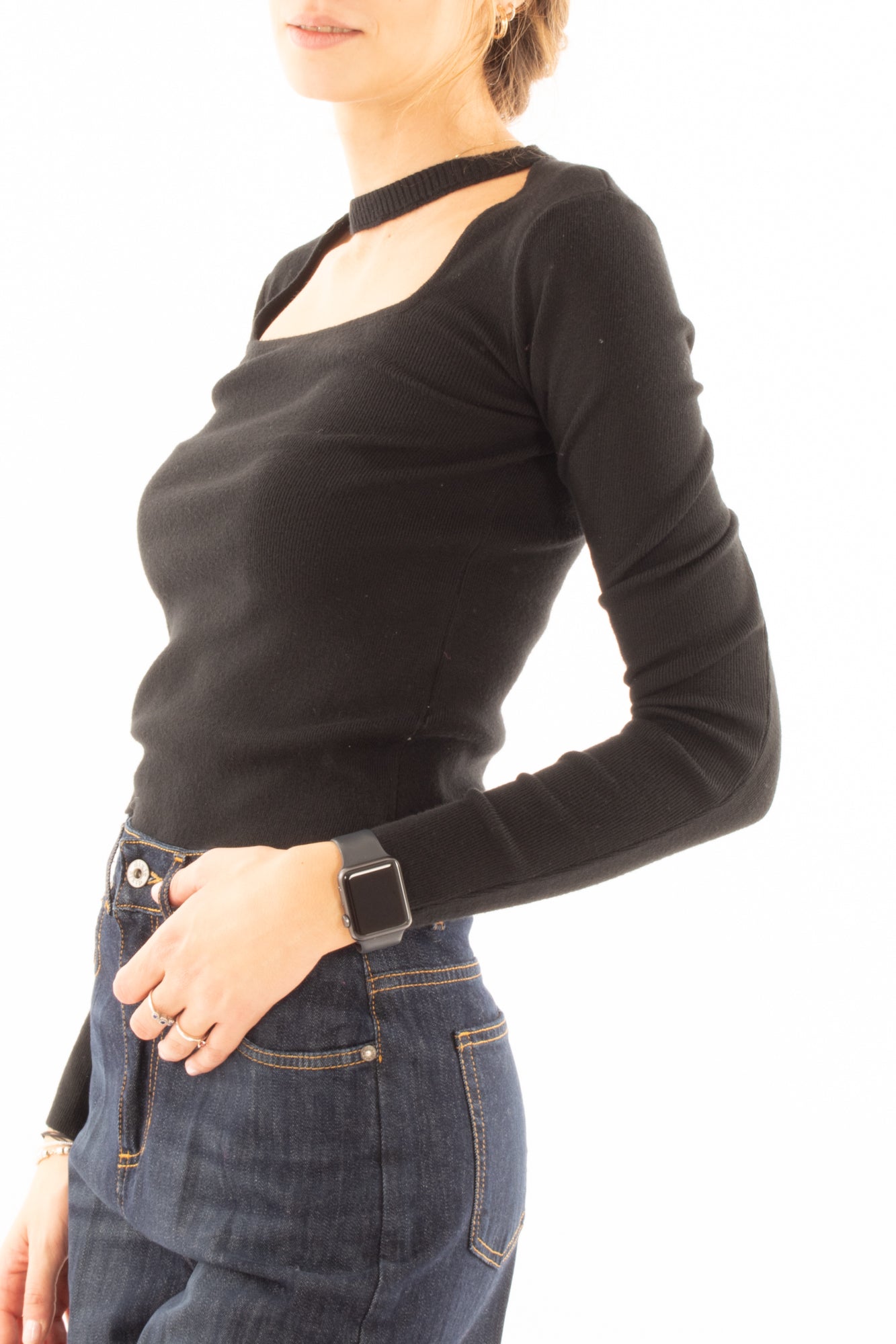 Maglia scollo madonna Miamata - Nero