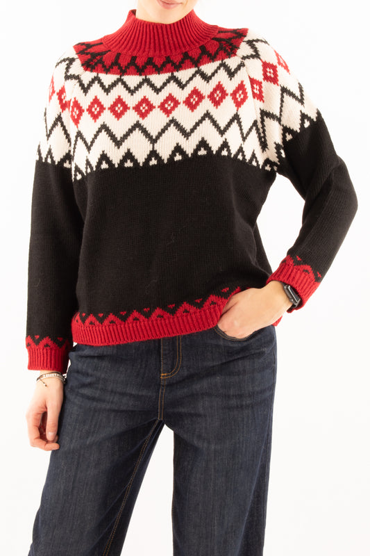 Maglione fantasia giometrica misto alpaca Motel - Nero