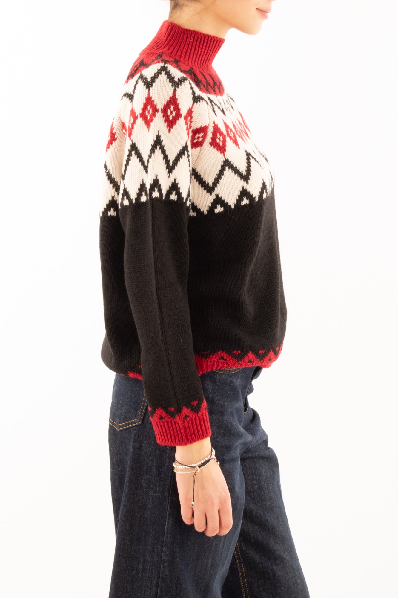 Maglione fantasia giometrica misto alpaca Motel - Nero