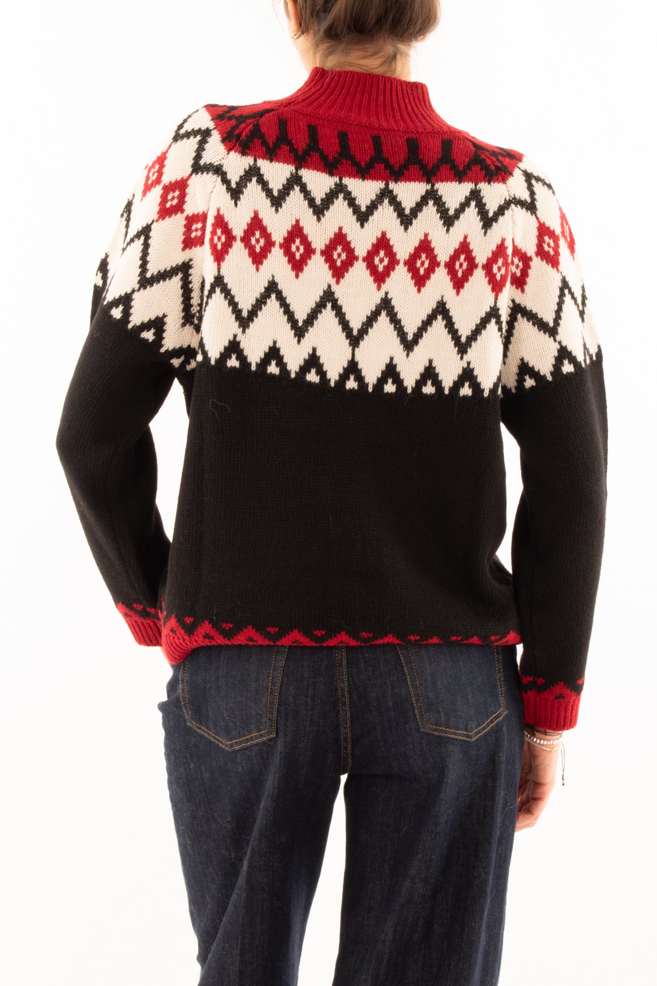 Maglione fantasia giometrica misto alpaca Motel - Nero