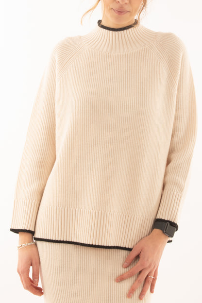 Maglione misto lana con profili da Donna - Pasta