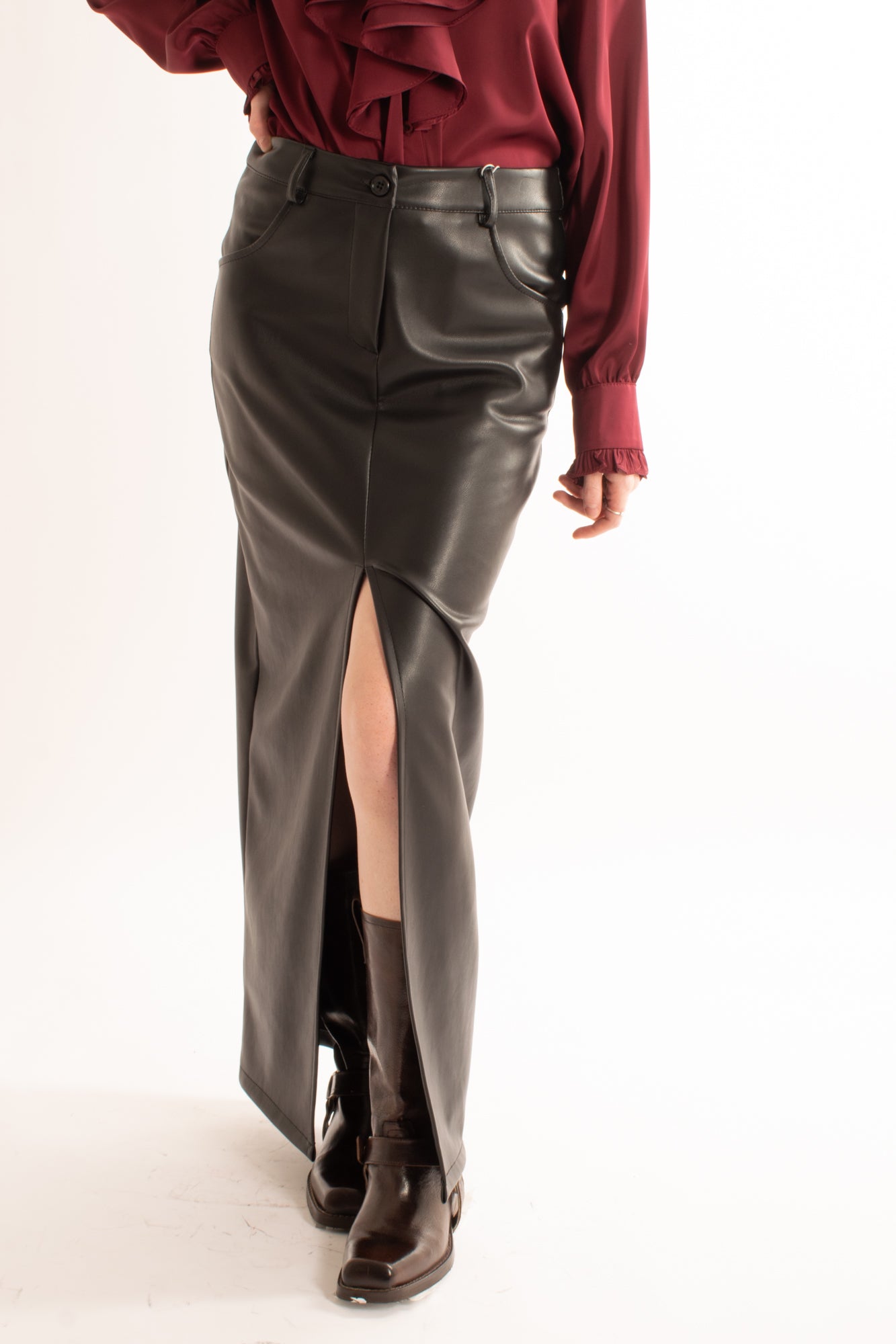 Gonna lunga ecopelle Motel - Nero