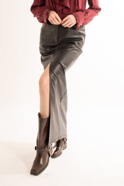 Gonna lunga ecopelle Motel - Nero