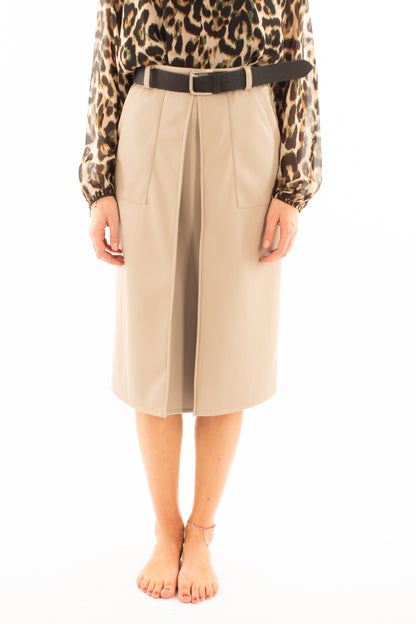 Gonna ecopelle 3/4 con finto spacco Motel - Pergamena