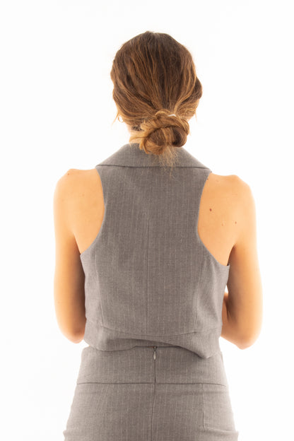 Gilet gessato Motel - Grigio
