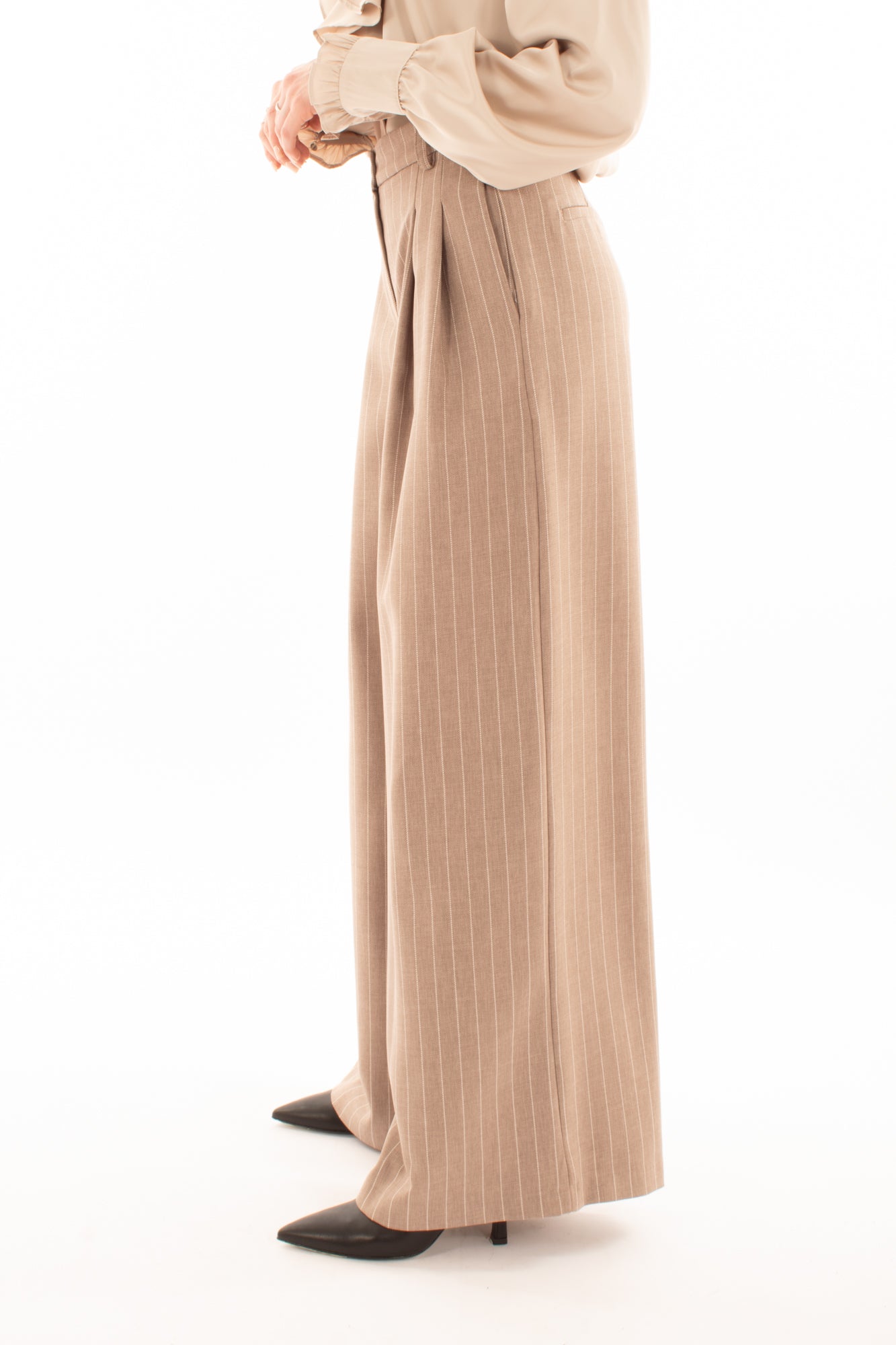 Pantalone gessato Motel - Tortora