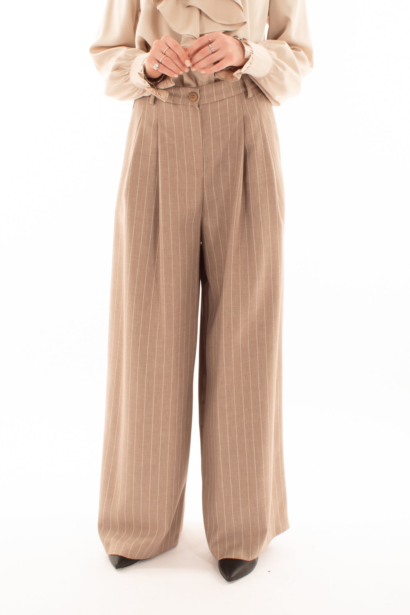 Pantalone gessato Motel - Tortora