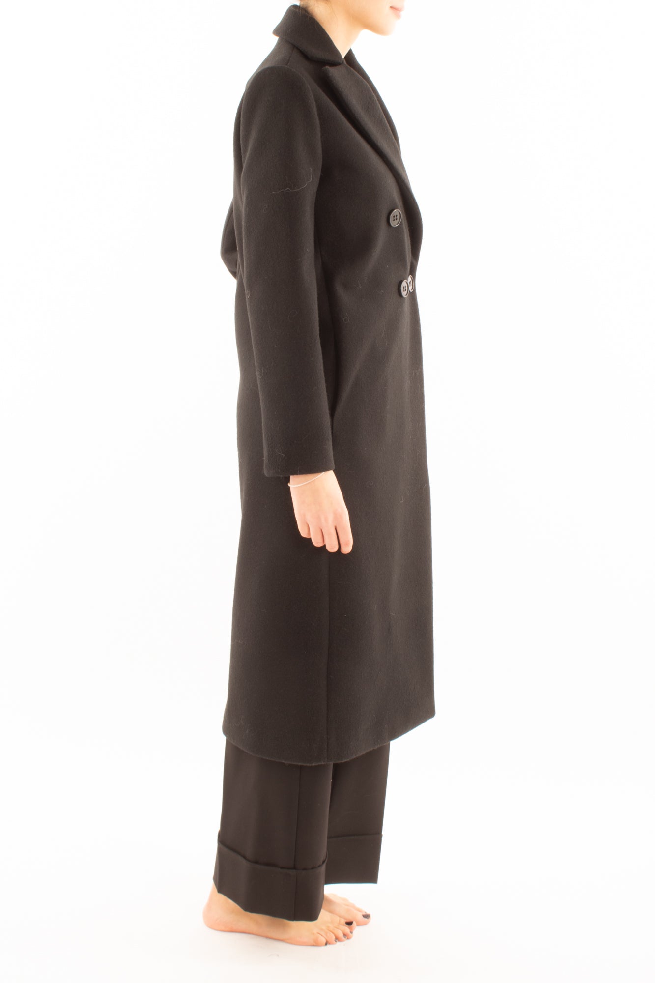 Cappotto doppi petto lungo Motel - Nero