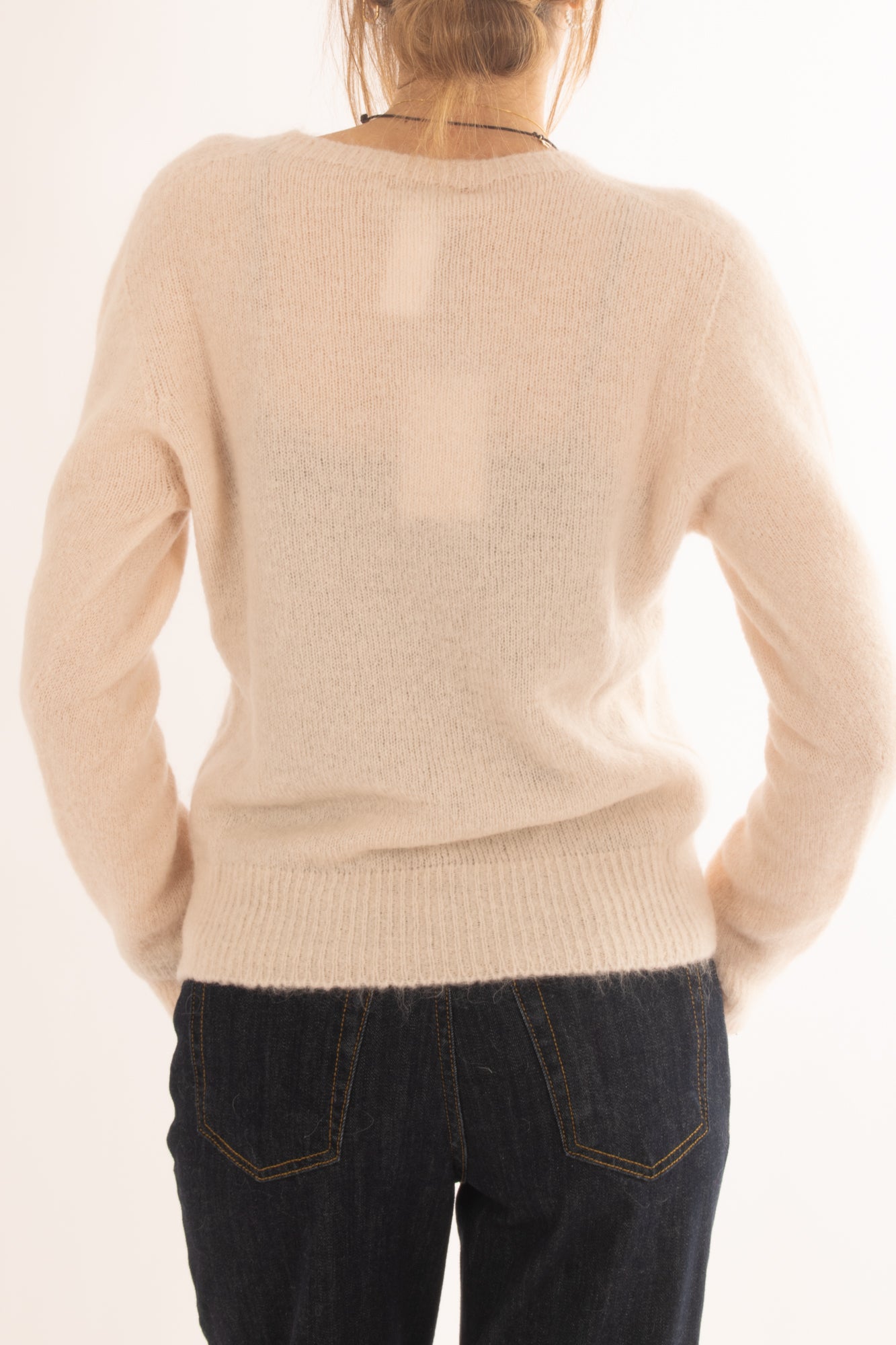 Malione misto mohair girocollo da Donna - Ecru