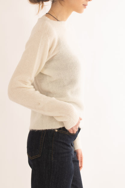 Malione misto mohair girocollo da Donna - Panna