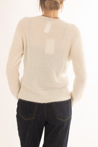 Malione misto mohair girocollo da Donna - Panna