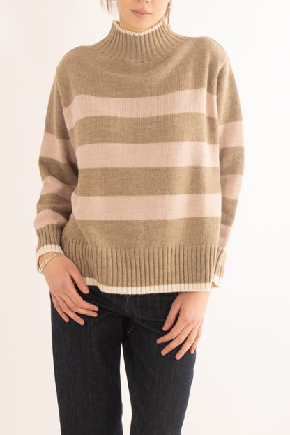 Maglione rigato da Donna Motel - Mastice