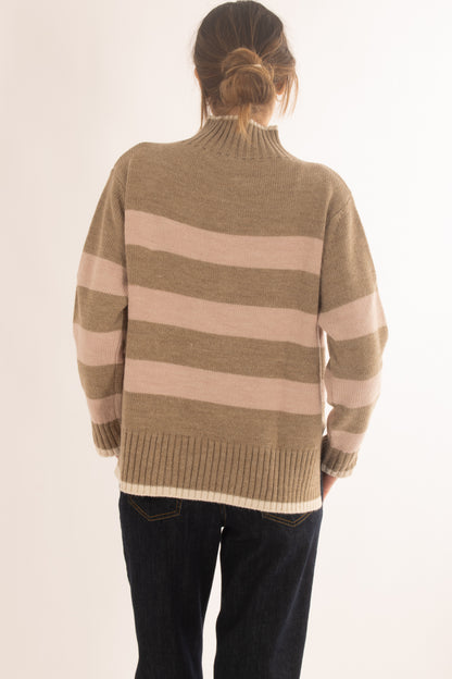 Maglione rigato da Donna Motel - Mastice