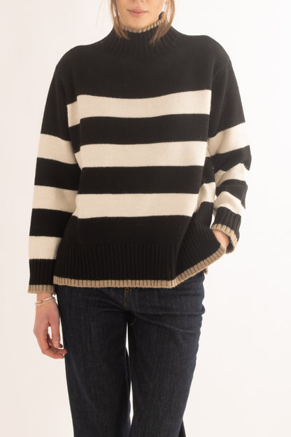 Maglione rigato da Donna Motel - Nero