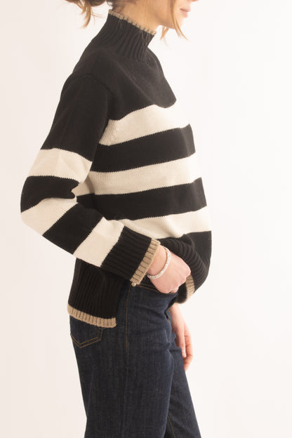 Maglione rigato da Donna Motel - Nero