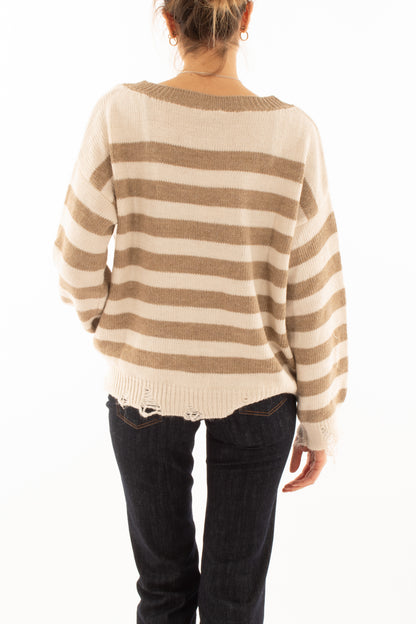 Maglione rigato con oro misto alpaca Motel - Ecru