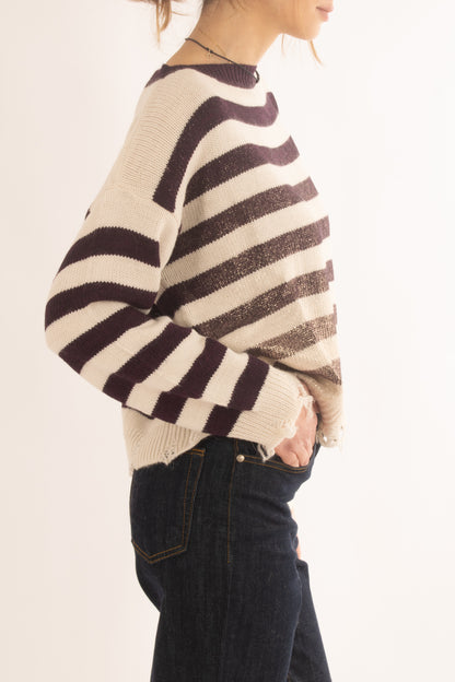 Maglione rigato con oro misto alpaca Motel - Vino