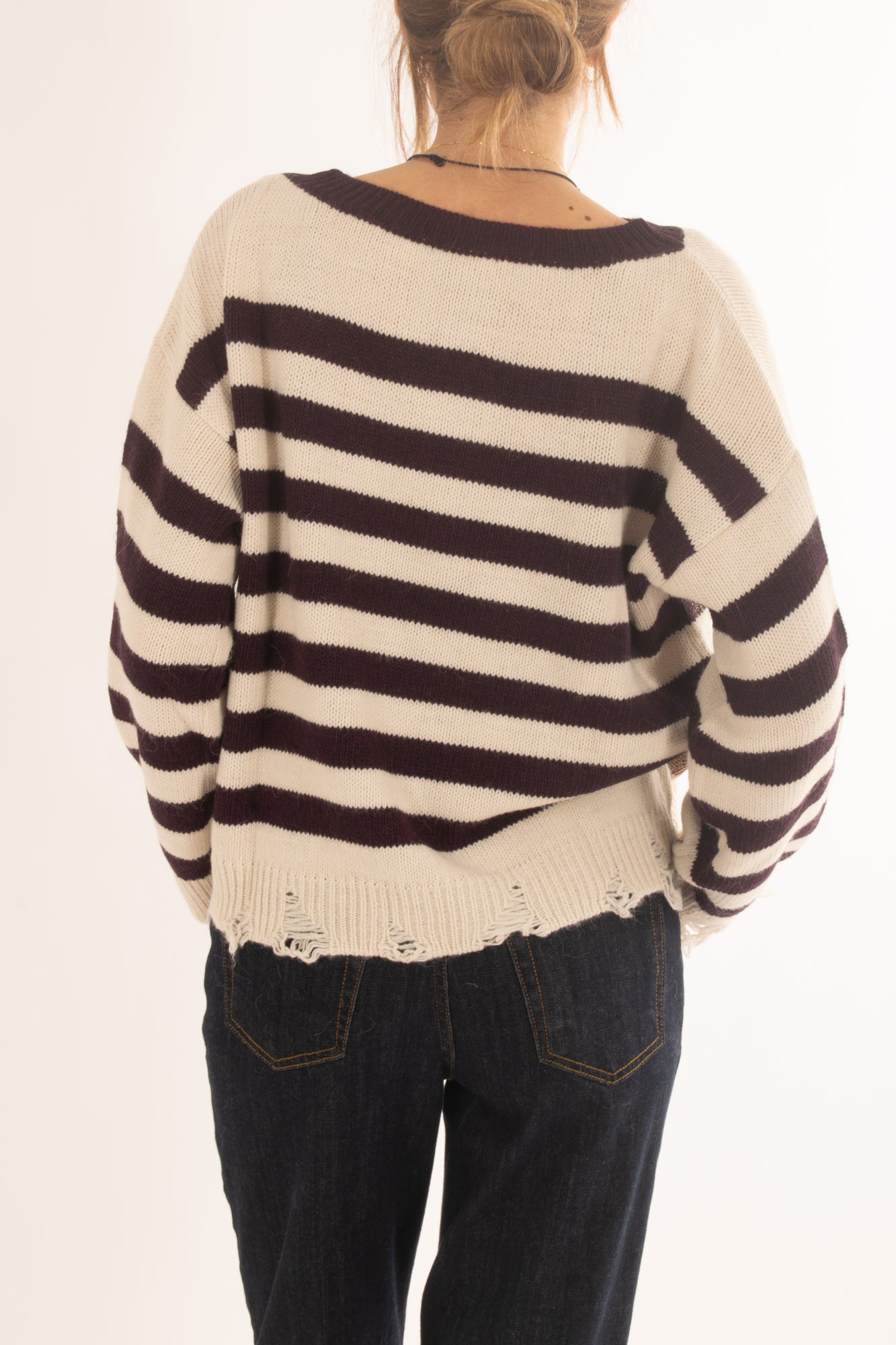 Maglione rigato con oro misto alpaca Motel - Vino