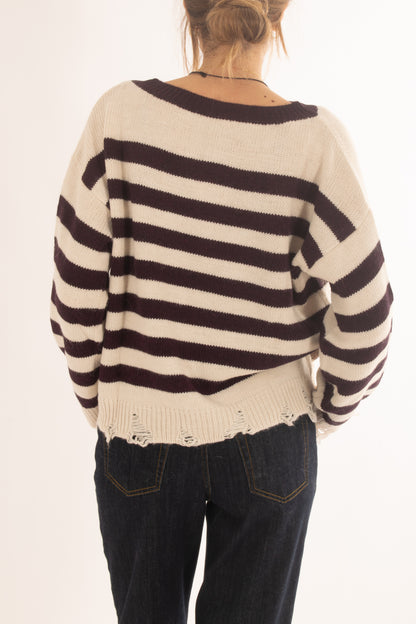 Maglione rigato con oro misto alpaca Motel - Vino