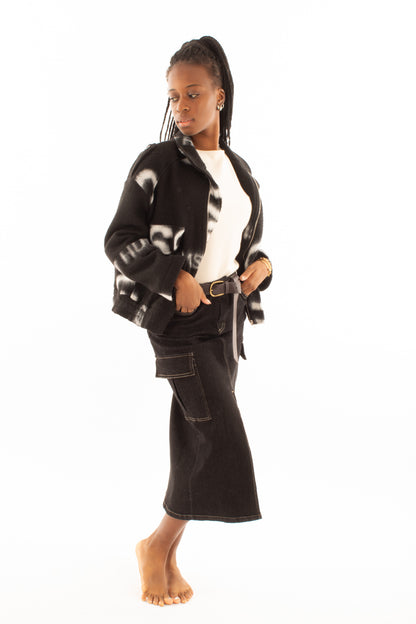 Gonna 3/4 con tasconi Motel -Nero