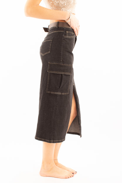 Gonna 3/4 con tasconi Motel -Nero