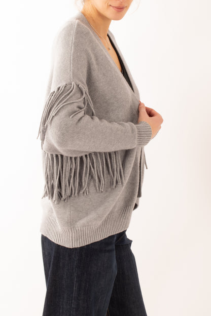 Cardigan con frange Motel - Grigio