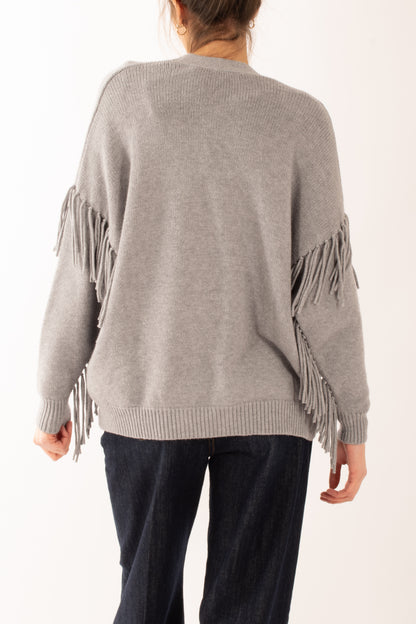 Cardigan con frange Motel - Grigio