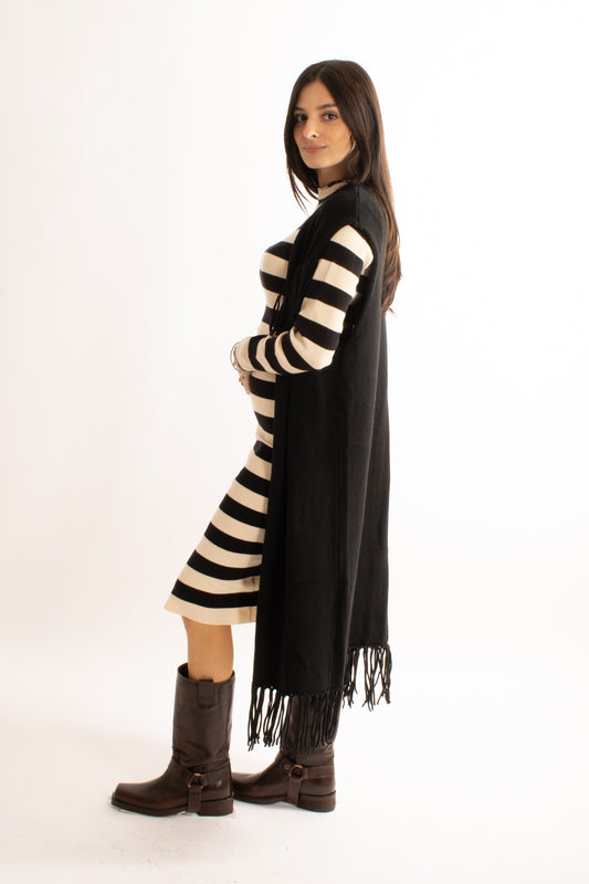 Gilet lungo con frange Motel - Nero