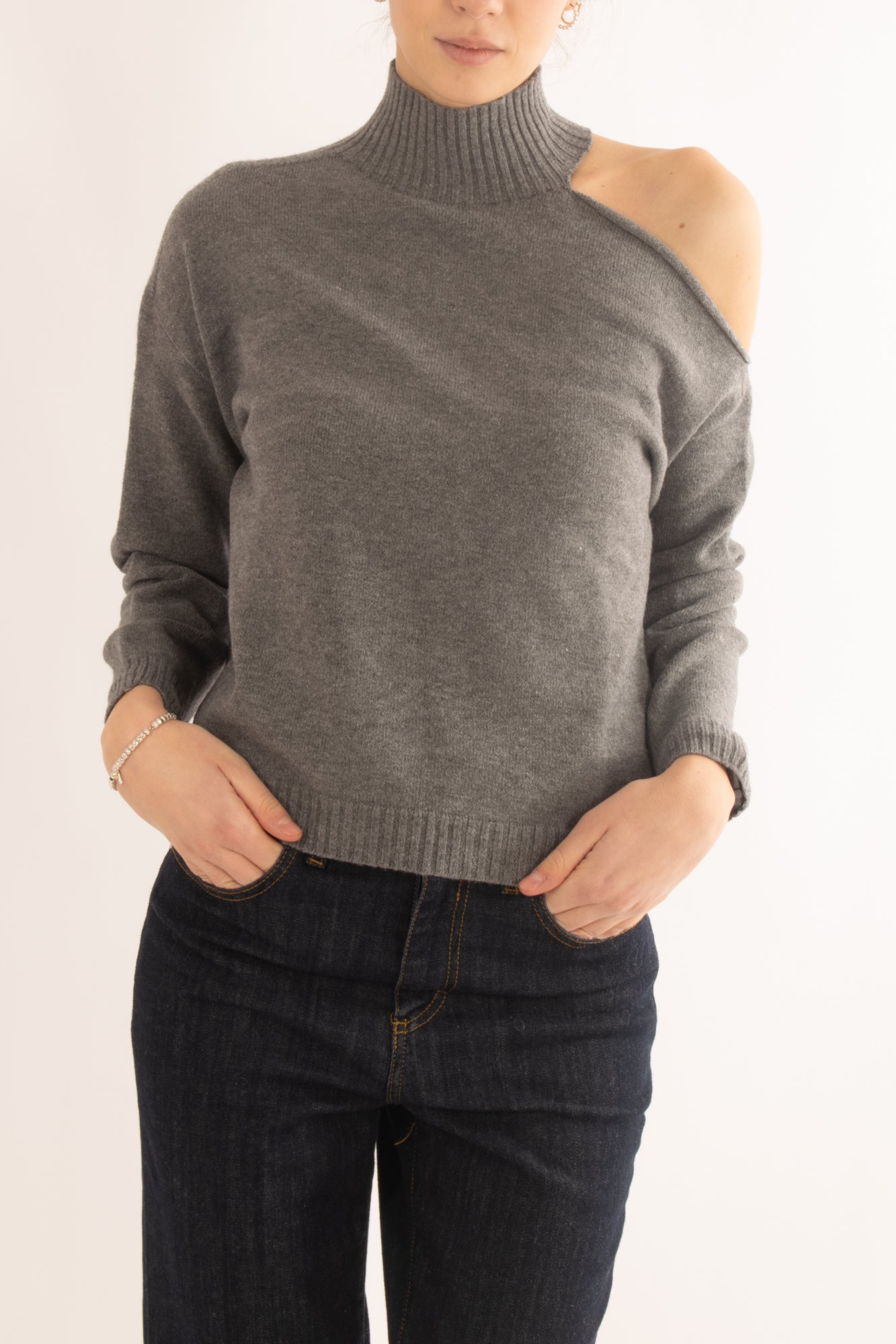 Maglia con foro sulla spalla da Donna -Motel - Grigio