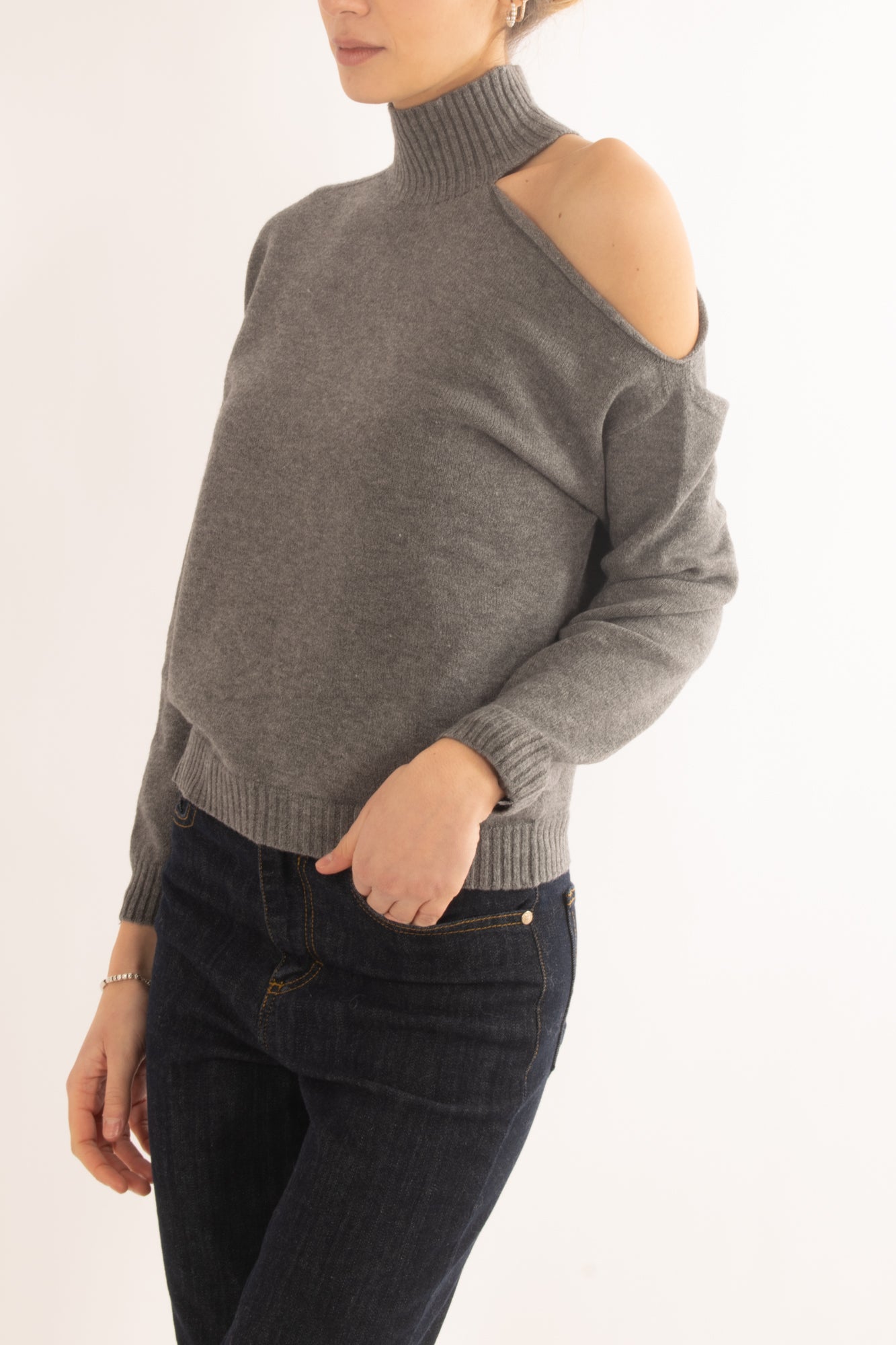 Maglia con foro sulla spalla da Donna -Motel - Grigio