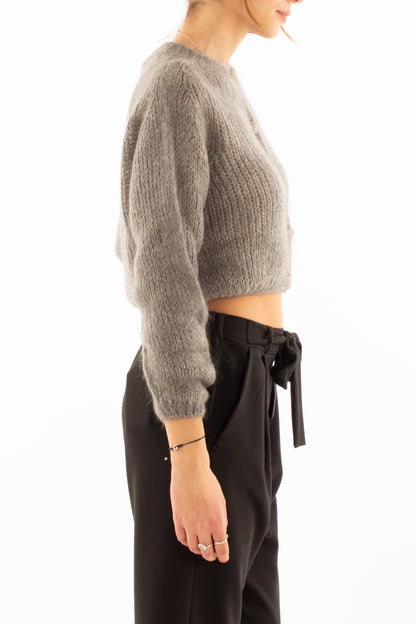 Cardigan bottoni gioiello Misto cashemere Motel - Grigio