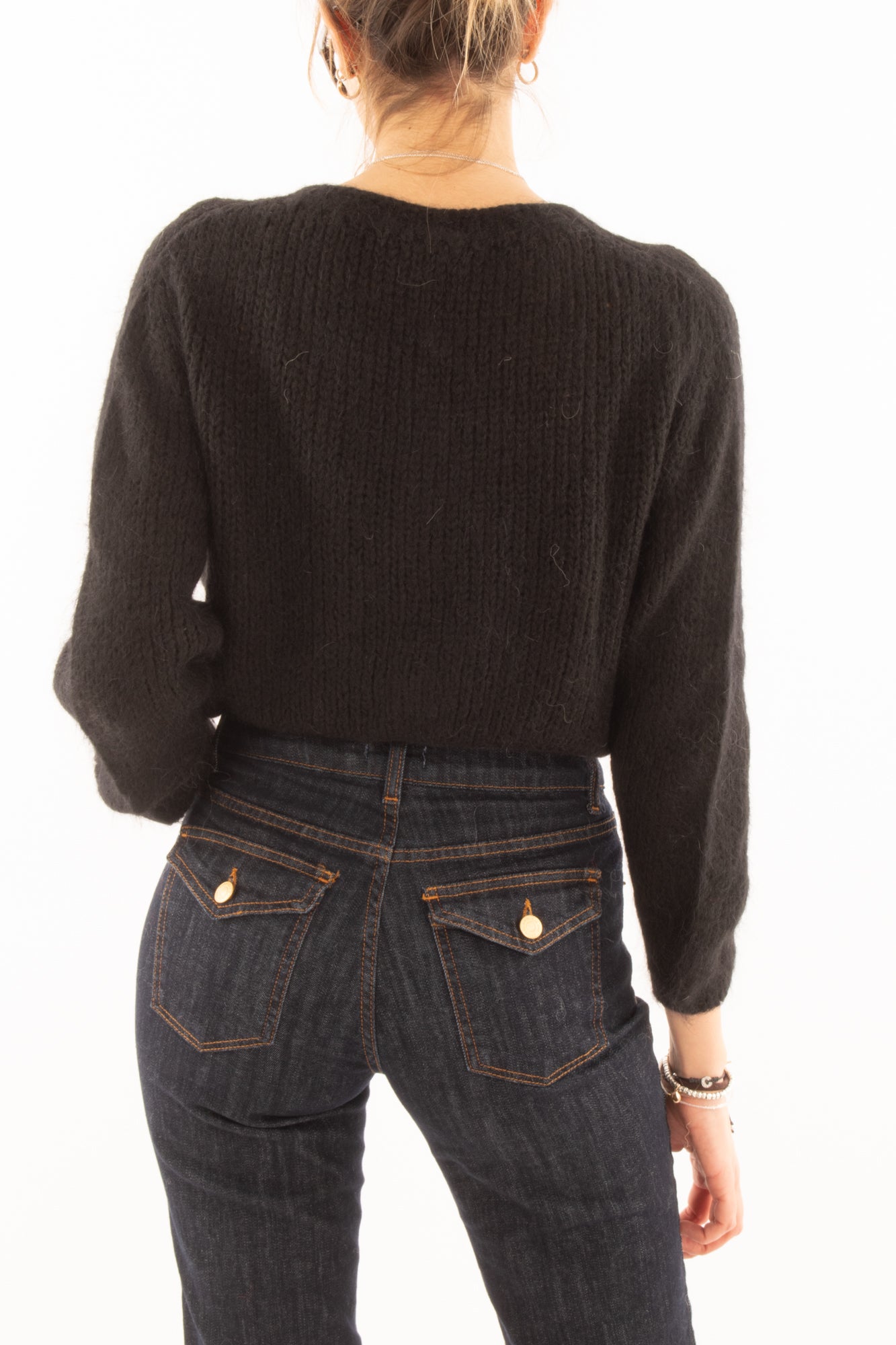 Cardigan bottoni gioiello Misto cashemere Motel - Nero