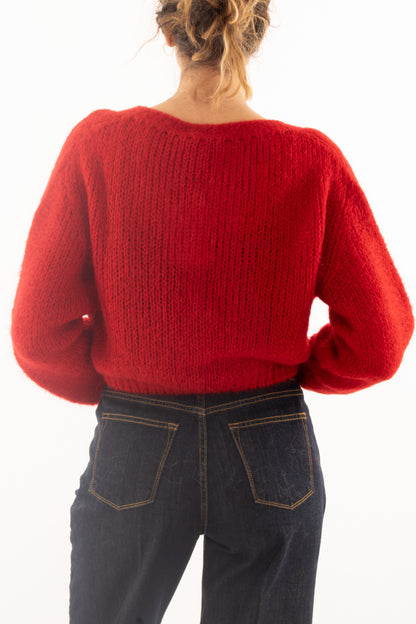 Cardigan bottoni gioiello Misto cashemere Motel - Rosso