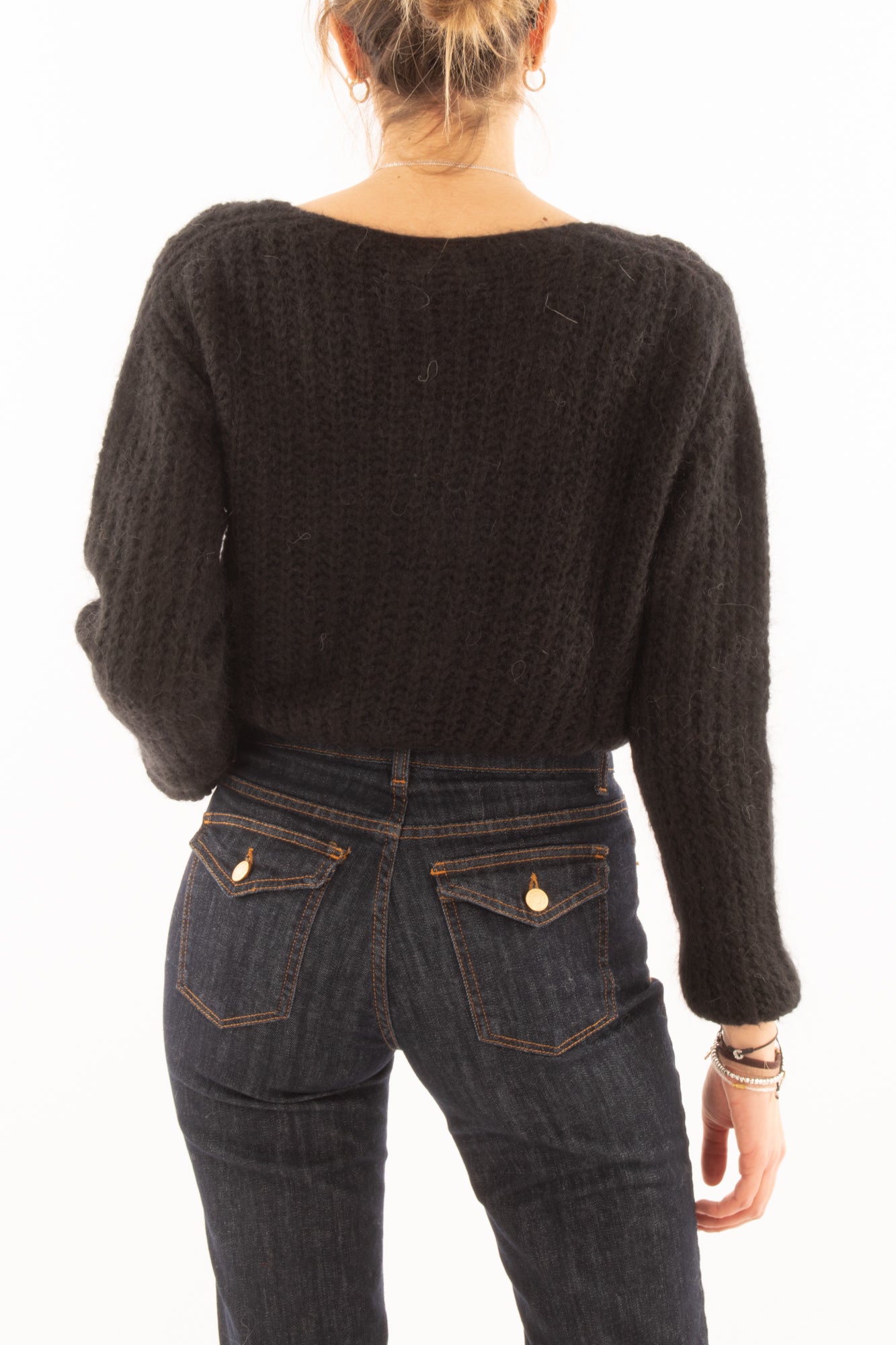 Cardigan v bottoni gioiello misto mohair Motel - Nero