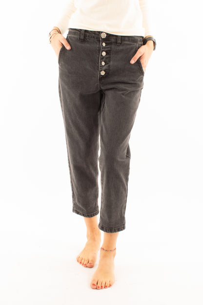 Jeans con bottoni gioiello Motel- Nero