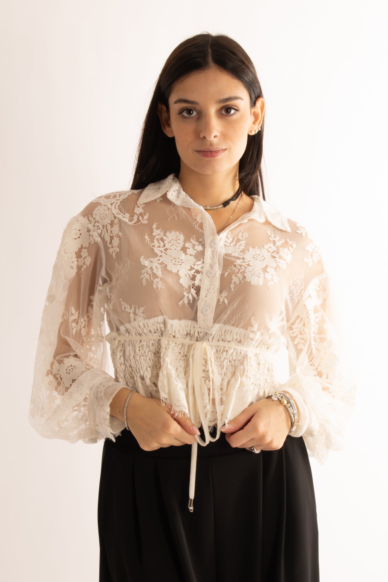 Camicia di pizzo Motel - Naturale