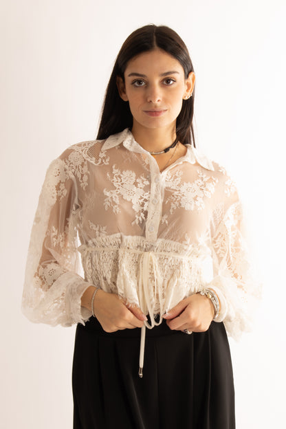 Camicia di pizzo Motel - Naturale