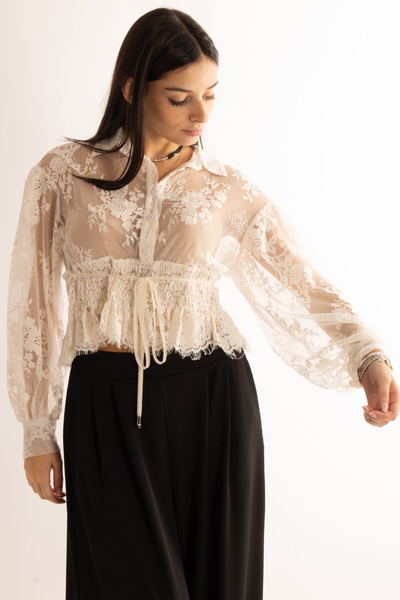 Camicia di pizzo Motel - Naturale