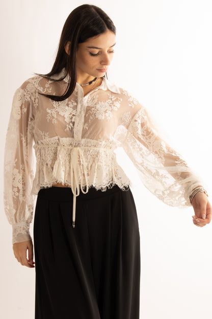 Camicia di pizzo Motel - Naturale